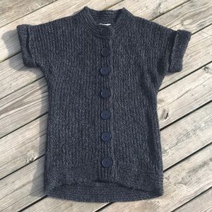 Kensie Long Button Front Short Sleeve Sweater
